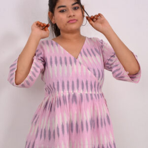 Pink Ikat Lolly handwoven wrap cotton Peplum Top 2