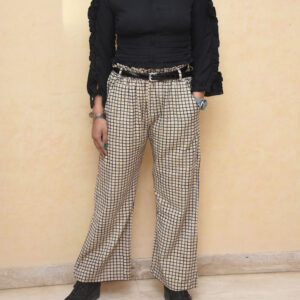 Checkered Relaxed Organic Handwoven Cotton trousers 2