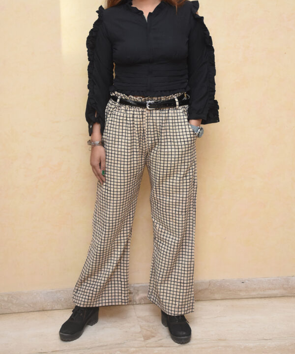 Checkered Relaxed Organic Handwoven Cotton trousers 2