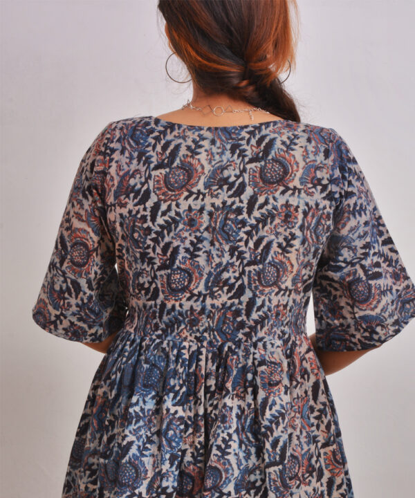 Indigo Cotton Floral Wrap peplum Top 4